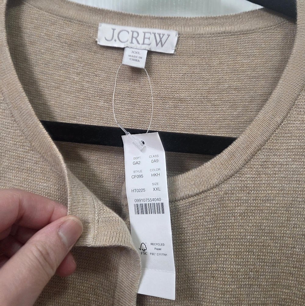 J. Crew Tan Cotton Cardigan with Gold Buttons Old Money Sophisticated Size XXL - Picture 6 of 10